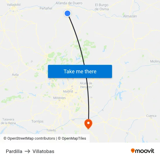 Pardilla to Villatobas map