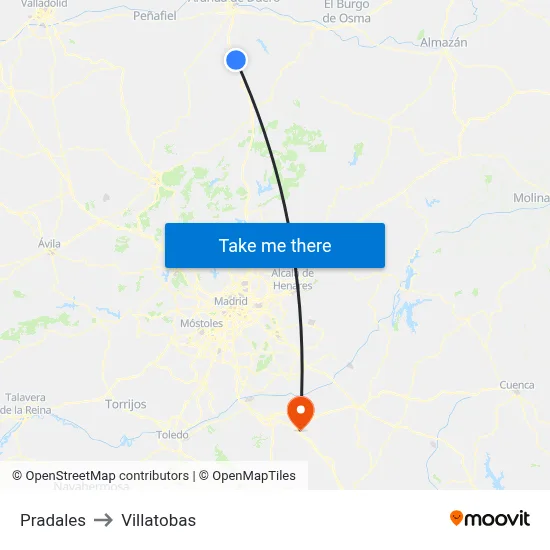 Pradales to Villatobas map