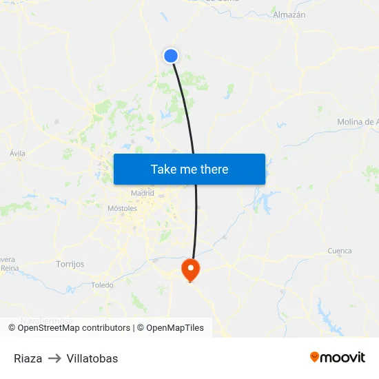 Riaza to Villatobas map