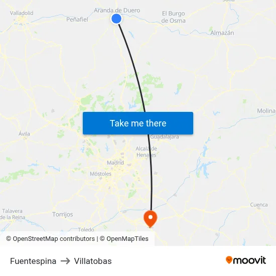 Fuentespina to Villatobas map