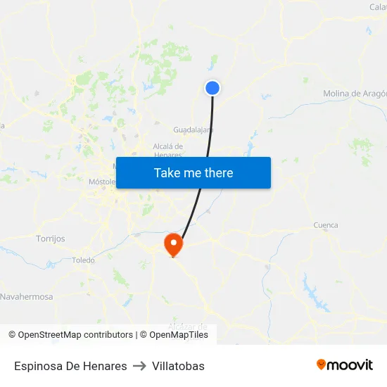 Espinosa De Henares to Villatobas map