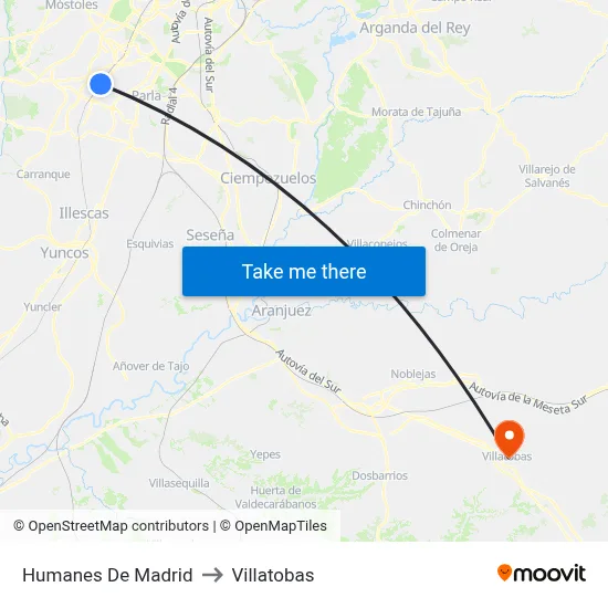 Humanes De Madrid to Villatobas map