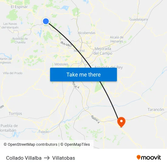 Collado Villalba to Villatobas map