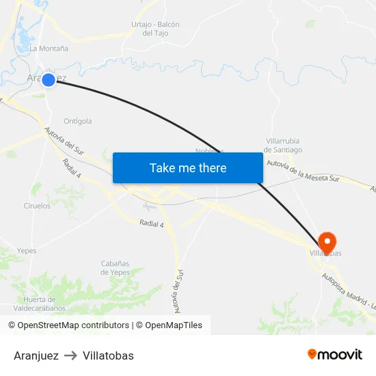 Aranjuez to Villatobas map