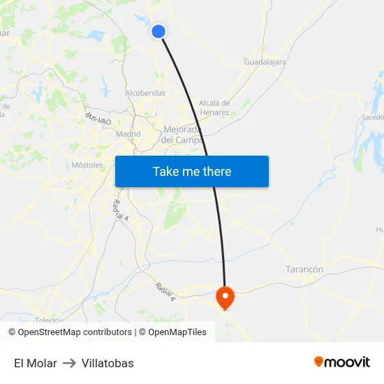 El Molar to Villatobas map