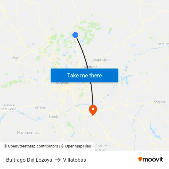 Buitrago Del Lozoya to Villatobas map