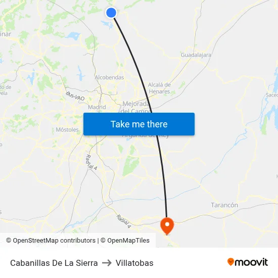 Cabanillas De La Sierra to Villatobas map