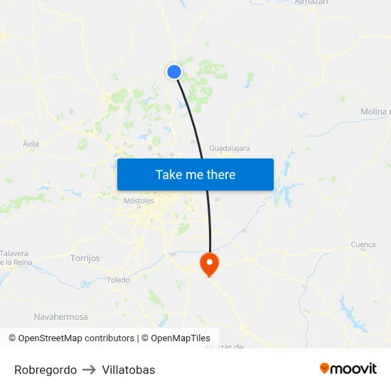 Robregordo to Villatobas map