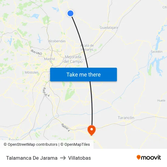 Talamanca De Jarama to Villatobas map