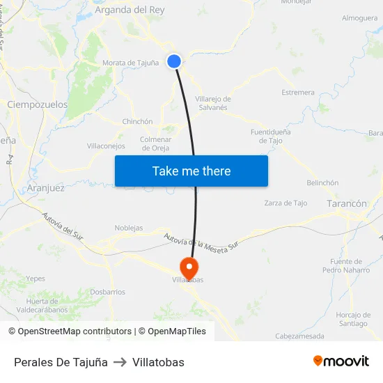 Perales De Tajuña to Villatobas map