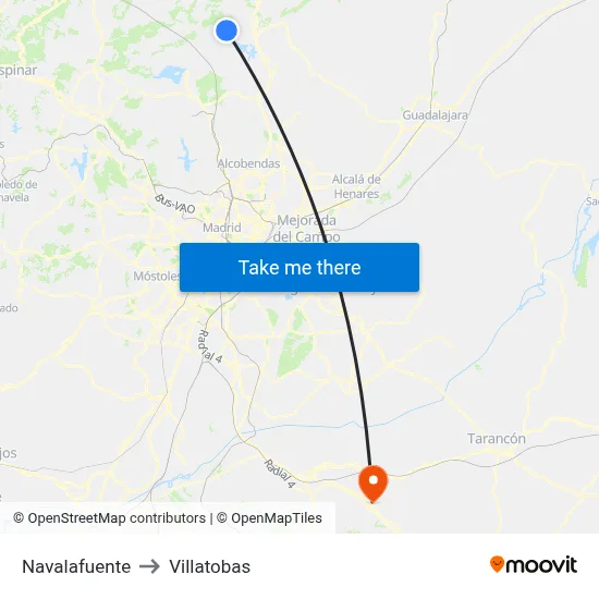 Navalafuente to Villatobas map