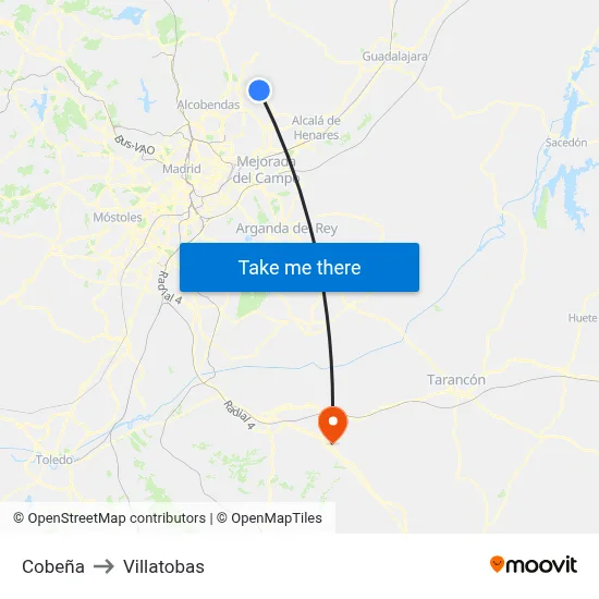 Cobeña to Villatobas map