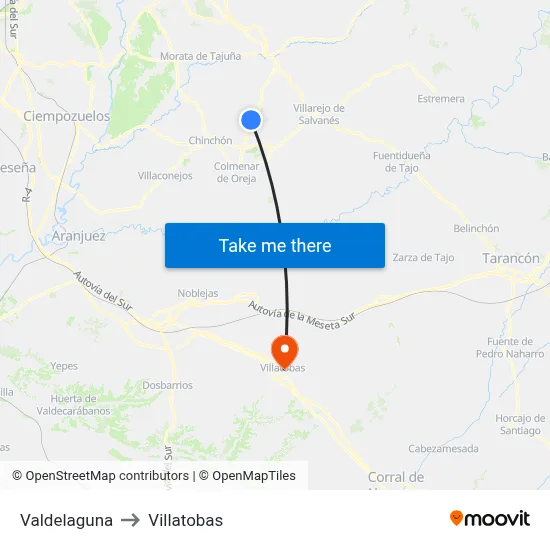 Valdelaguna to Villatobas map