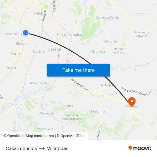 Casarrubuelos to Villatobas map