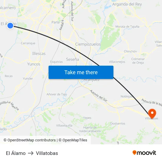 El Álamo to Villatobas map