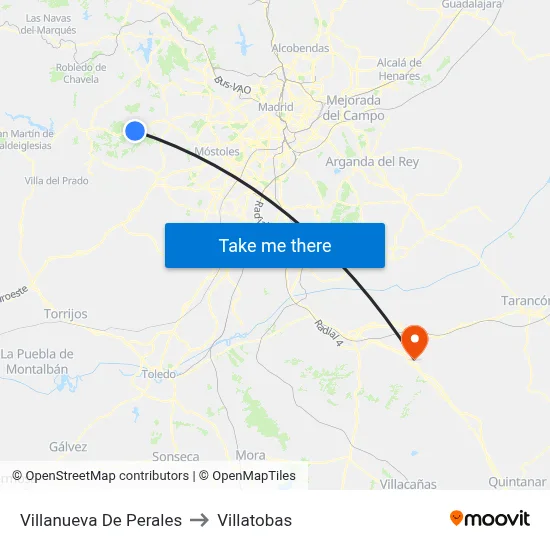 Villanueva De Perales to Villatobas map