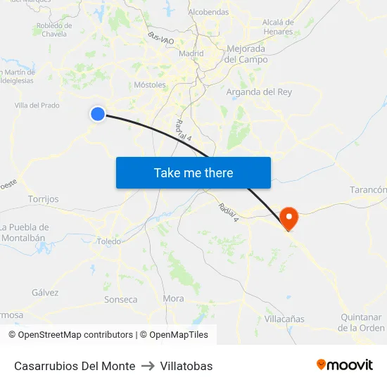 Casarrubios Del Monte to Villatobas map