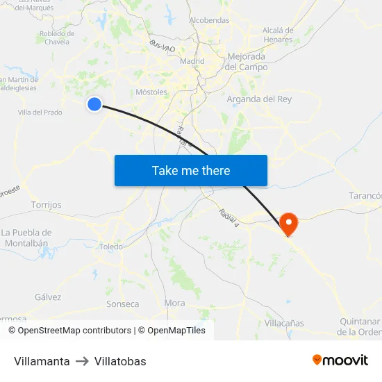 Villamanta to Villatobas map