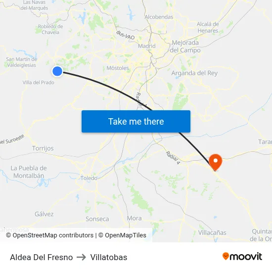 Aldea Del Fresno to Villatobas map