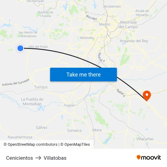 Cenicientos to Villatobas map