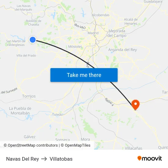 Navas Del Rey to Villatobas map
