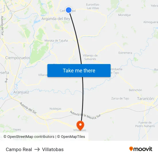 Campo Real to Villatobas map