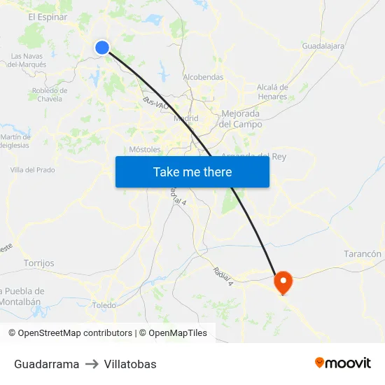 Guadarrama to Villatobas map