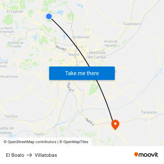 El Boalo to Villatobas map
