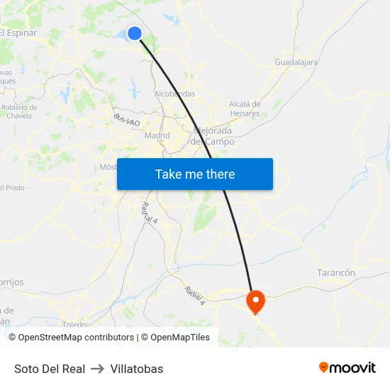 Soto Del Real to Villatobas map
