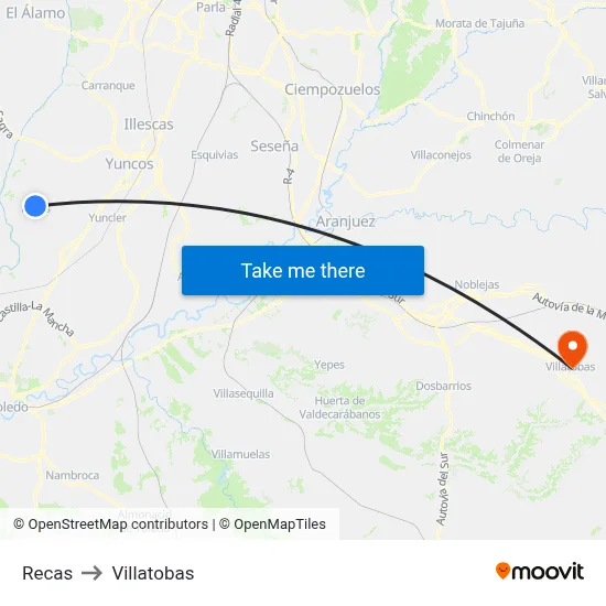 Recas to Villatobas map
