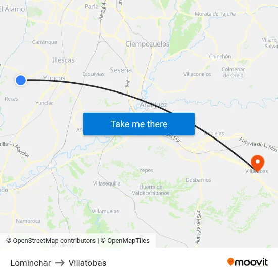 Lominchar to Villatobas map