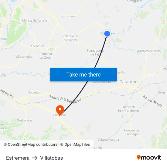 Estremera to Villatobas map