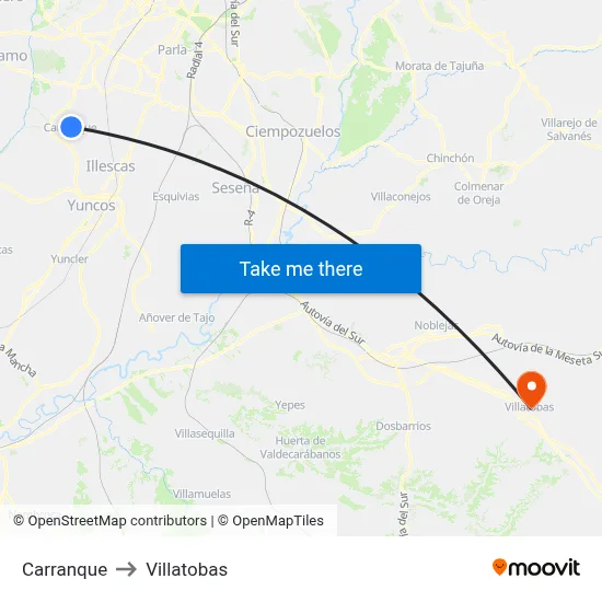 Carranque to Villatobas map