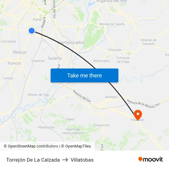 Torrejón De La Calzada to Villatobas map