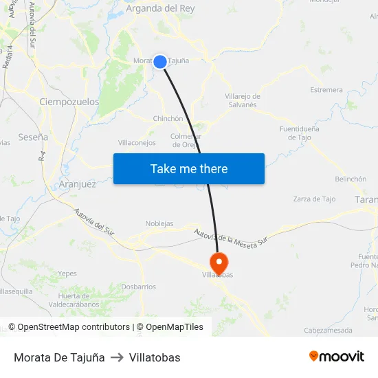 Morata De Tajuña to Villatobas map