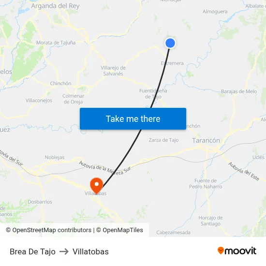 Brea De Tajo to Villatobas map
