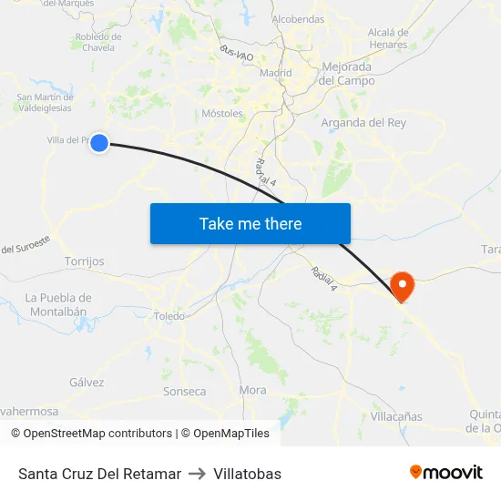 Santa Cruz Del Retamar to Villatobas map