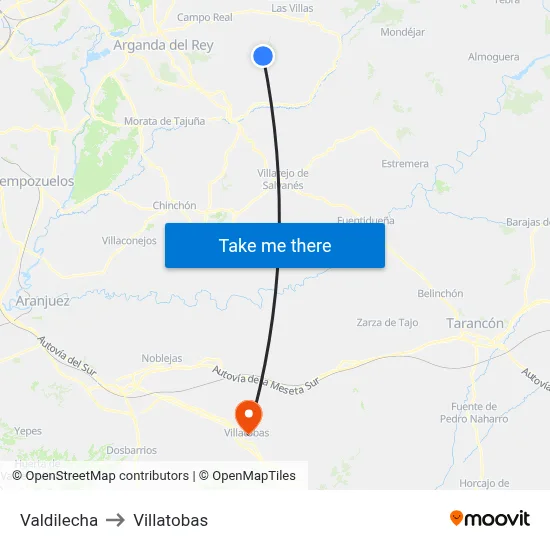 Valdilecha to Villatobas map