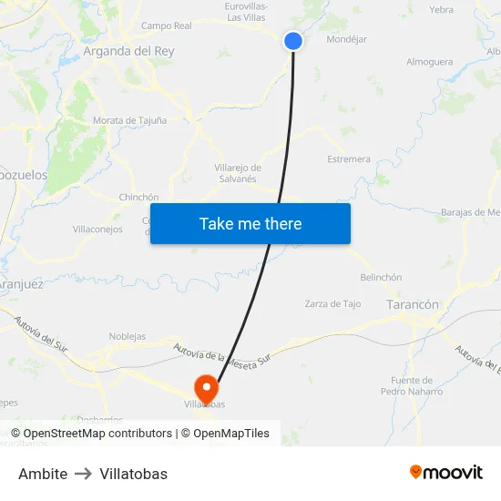 Ambite to Villatobas map