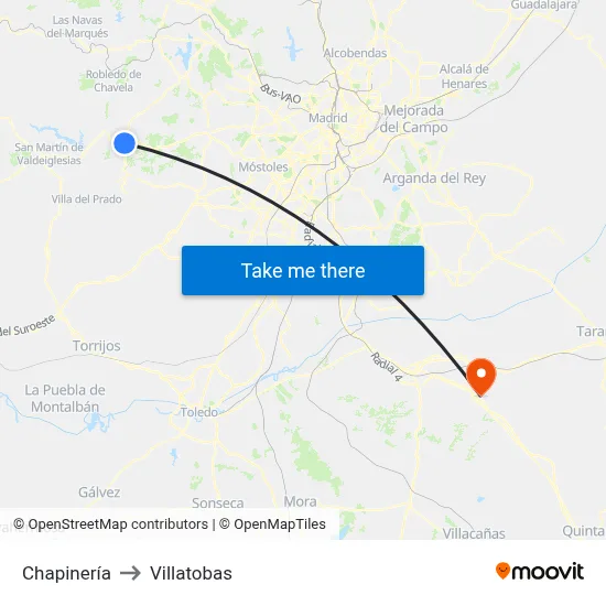 Chapinería to Villatobas map
