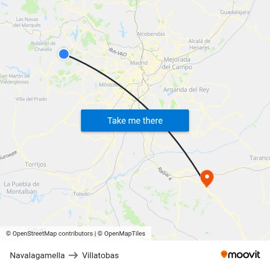 Navalagamella to Villatobas map