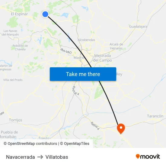 Navacerrada to Villatobas map