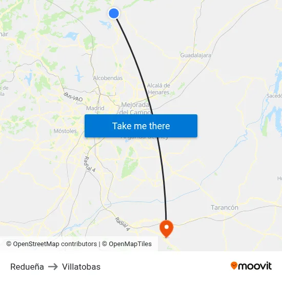 Redueña to Villatobas map