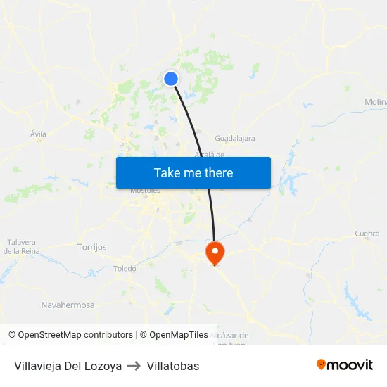 Villavieja Del Lozoya to Villatobas map