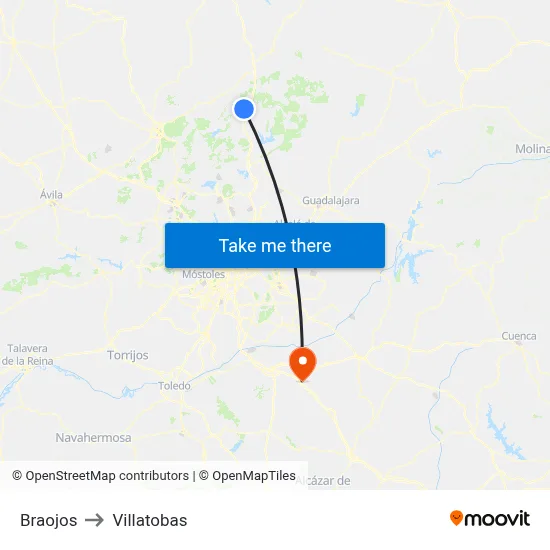 Braojos to Villatobas map