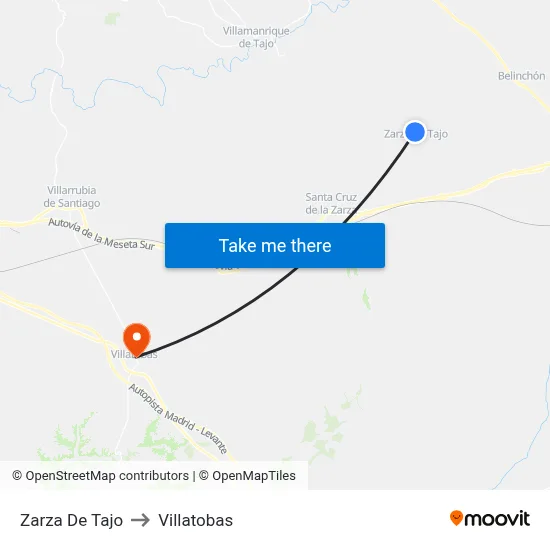 Zarza De Tajo to Villatobas map