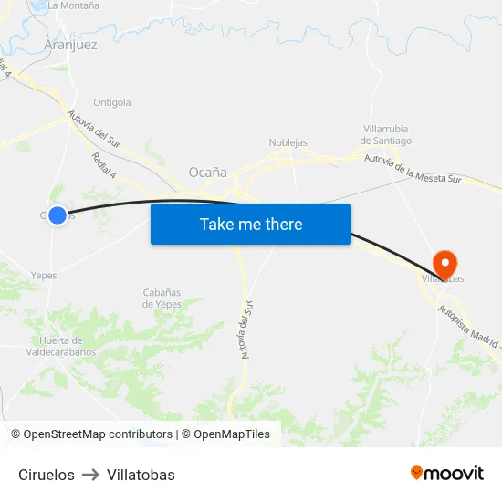 Ciruelos to Villatobas map