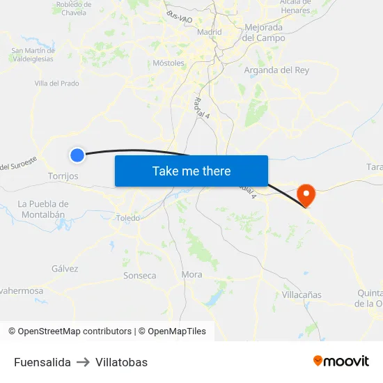 Fuensalida to Villatobas map