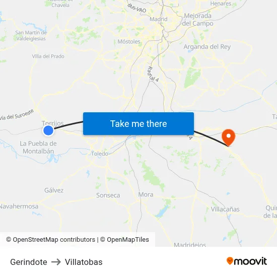 Gerindote to Villatobas map
