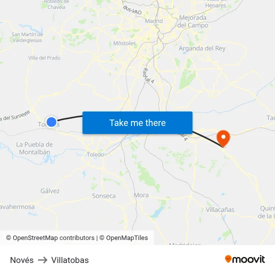 Novés to Villatobas map